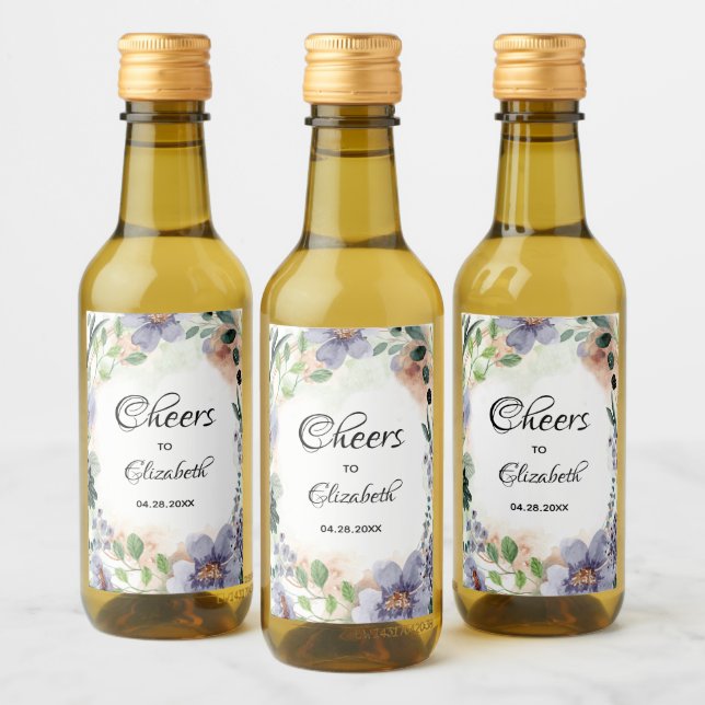 Étiquettes Pour Bouteilles De Vin Couronne florale mariage mini (Bouteilles)