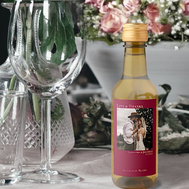 Étiquettes Pour Bouteilles De Vin Cranberry Red Mariage Photo Love & Thanks Mini (Créateur téléchargé)