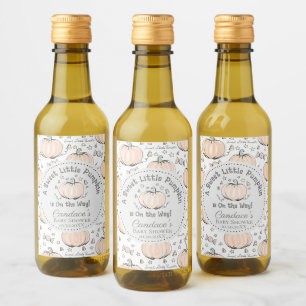 Étiquettes Pour Bouteilles De Vin Cute Pastel Orange Petit Citrouille Baby shower Au