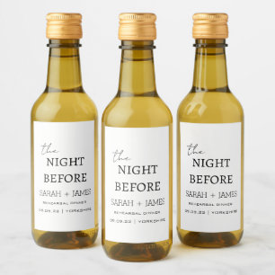 Étiquettes Pour Bouteilles De Vin Dîner De Répétition Minimaliste La Nuit Avant Mini