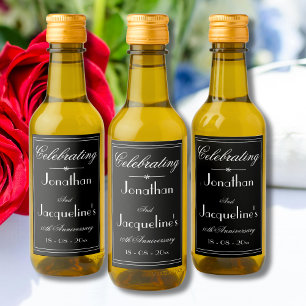 Étiquettes Pour Bouteilles De Vin Elégant B & W favorise Chic Mariage Anniversaire M