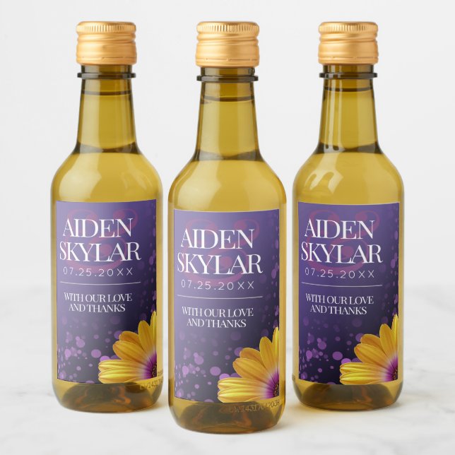 Étiquettes Pour Bouteilles De Vin Elegant Golden Daisy (Bouteilles)