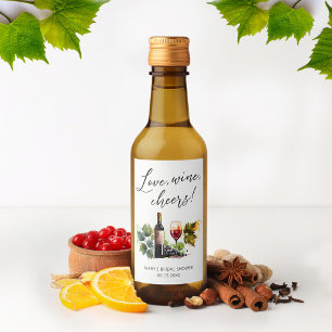 Étiquettes Pour Bouteilles De Vin Élégante douche de mariée aquarelle de vignoble
