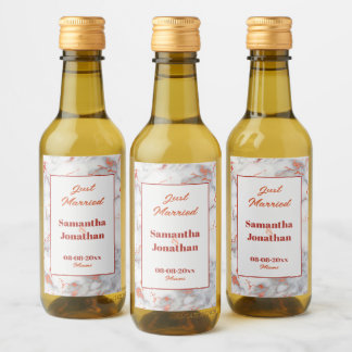 Étiquettes Pour Bouteilles De Vin Élégante Mariage en marbre rose