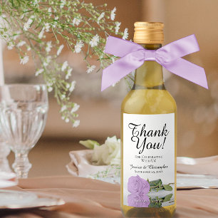 Étiquettes Pour Bouteilles De Vin Élégante Rose Mauve Lilac Mariage Remerciement Min