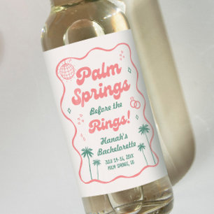 Étiquettes Pour Bouteilles De Vin Enterrement de vie de jeune fille rétro à Palm Spr