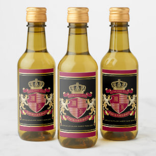 Étiquettes Pour Bouteilles De Vin Faites votre propre blouse d'armoiries Rouge or Li
