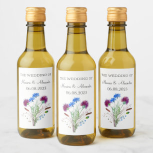 Étiquettes Pour Bouteilles De Vin Fête de mariage au chardon Floral écossais