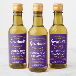 Étiquettes Pour Bouteilles De Vin Graduation Félicats Moderne Purple Or Jaune Mini