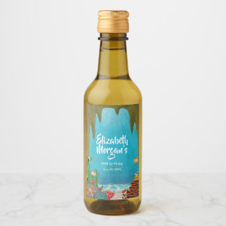 Étiquettes Pour Bouteilles De Vin Grotte sous-marine Anniversaire Beau Océan Corail