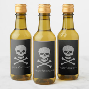 Étiquettes Pour Bouteilles De Vin Halloween crâne et os croisés