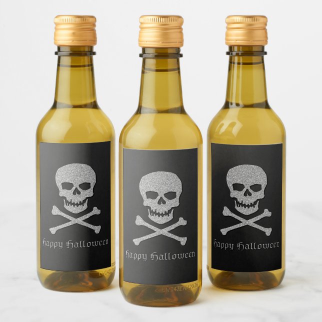 Étiquettes Pour Bouteilles De Vin Halloween crâne et os croisés (Bouteilles)