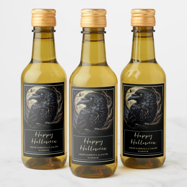 Étiquettes Pour Bouteilles De Vin Halloween d'oiseaux noirs (Bouteilles)
