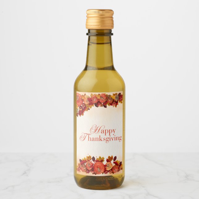 Étiquettes Pour Bouteilles De Vin Happy Thanksgiving (Devant)