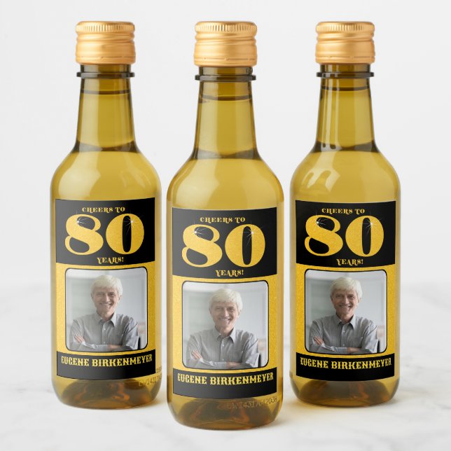 Étiquettes Pour Bouteilles De Vin Hourra à 80 ans 80e anniversaire Photo (Bouteilles)
