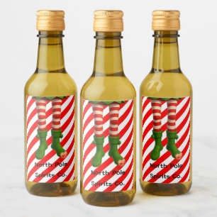Étiquettes Pour Bouteilles De Vin Joyeuses jambes de lutin de Noël Méfaits du pôle