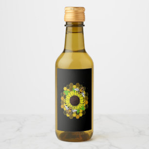 Étiquettes Pour Bouteilles De Vin Les abeilles de tournesol hippie