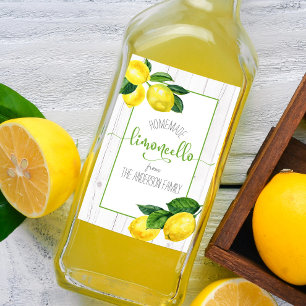 Étiquettes Pour Bouteilles De Vin Limoncello aquarelle citrons rustique nom de scrip
