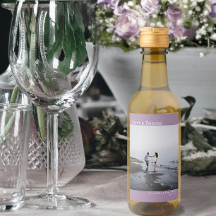 Étiquettes Pour Bouteilles De Vin Love & Merci Lavender Simple Mariage Photo Mini