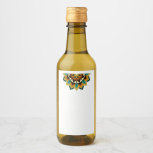 Étiquettes Pour Bouteilles De Vin Mandala Motif 2002 en jaune et bronzette