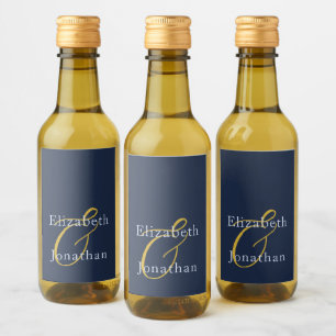 Étiquettes Pour Bouteilles De Vin Mariage bleu opulent