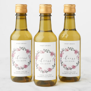 Étiquettes Pour Bouteilles De Vin Mariage de Fête de Fiançailles Rose Poussiéreuse