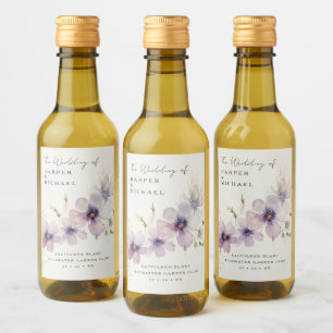 Étiquettes Pour Bouteilles De Vin Mariage personnalisé fleurs cosmos bleu