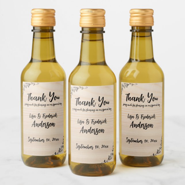 Étiquettes Pour Bouteilles De Vin Merci rustique customisé de Couple (Bouteilles)