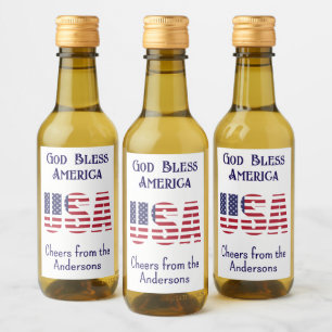 Étiquettes Pour Bouteilles De Vin Mini Bouteilles USA Drapeau 4 juillet Rouge Blanc 