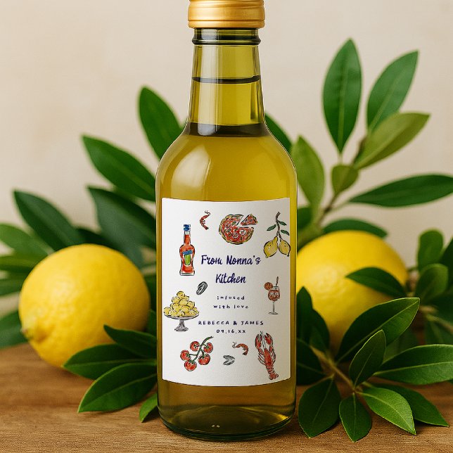 Étiquettes Pour Bouteilles De Vin Mini Dodle d'été italien méditerranéen Favoriser (Créateur téléchargé)