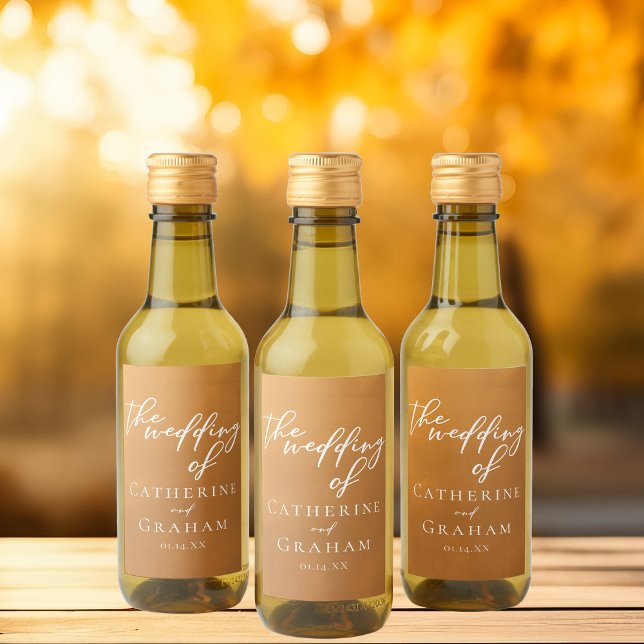 Étiquettes Pour Bouteilles De Vin Mini Mariage or Rustique personnalisé (Créateur téléchargé)