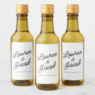 Étiquettes Pour Bouteilles De Vin Mini minimaliste minimaliste noir Mariage blanc