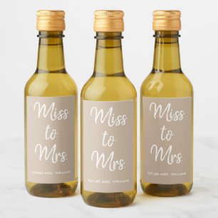 Étiquettes Pour Bouteilles De Vin Mlle à Mme Nom Futur Nom Sand Tan Fête des mariées