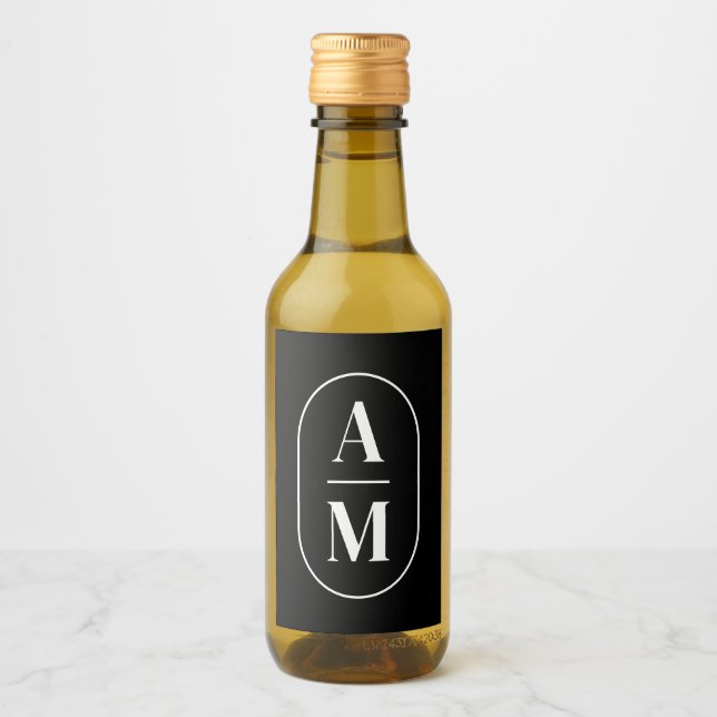 Étiquettes Pour Bouteilles De Vin Monogramme de pilule minimaliste moderne - Noir (Devant)
