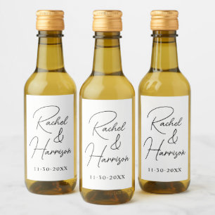 Étiquettes Pour Bouteilles De Vin Monogramme moderne Mariage de mariée et de chambre