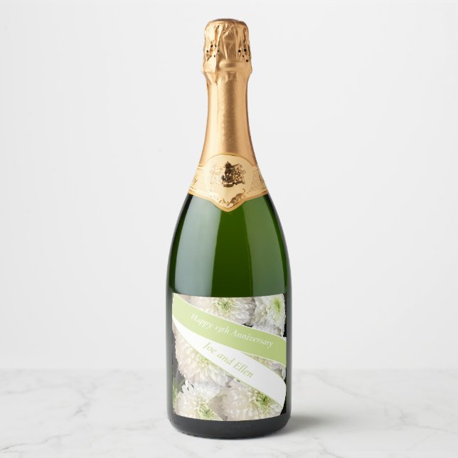 Étiquettes Pour Bouteilles De Vin Mousseux 13e anniversaire du Mariage, (Devant)