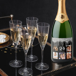 Étiquettes Pour Bouteilles De Vin Mousseux 21e anniversaire parties scintillant photo personn
