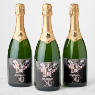 Étiquettes Pour Bouteilles De Vin Mousseux 30e anniversaire Vin Rose de luxe
