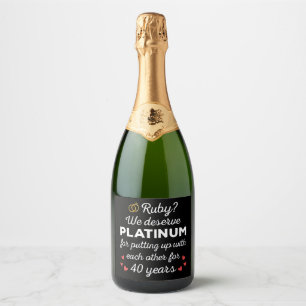 Étiquettes Pour Bouteilles De Vin Mousseux 40ème anniversaire du Mariage I - Ruby Funny Coupl