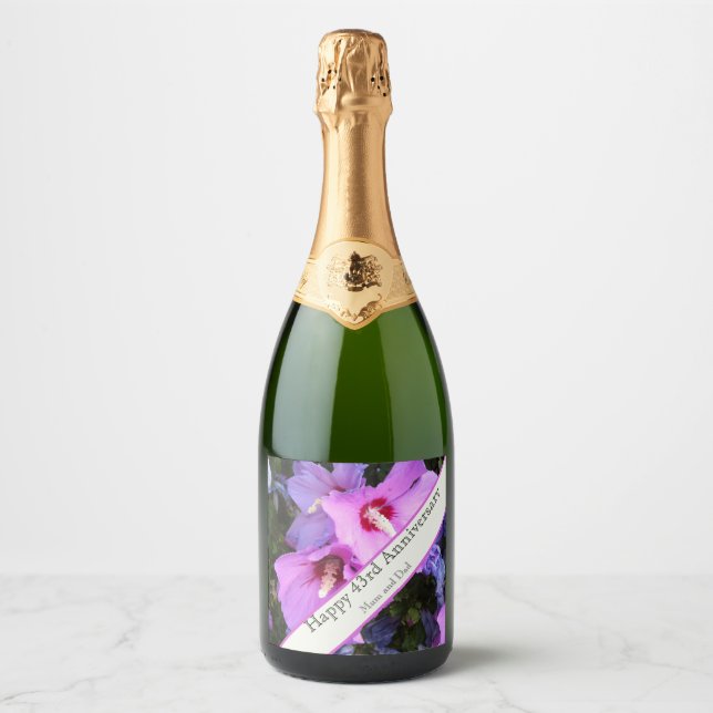 Étiquettes Pour Bouteilles De Vin Mousseux 43e anniversaire du Mariage (Devant)