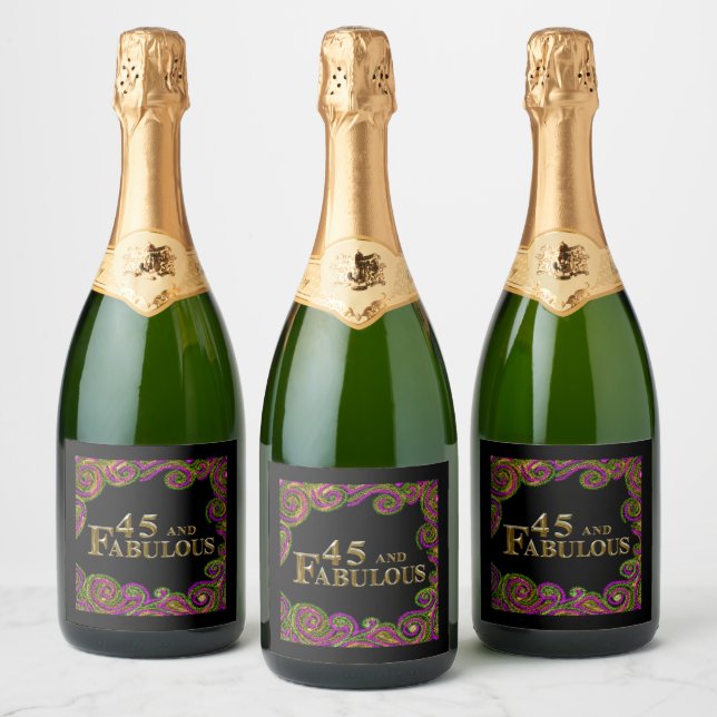 Étiquettes Pour Bouteilles De Vin Mousseux 45e anniversaire  (Bouteilles)