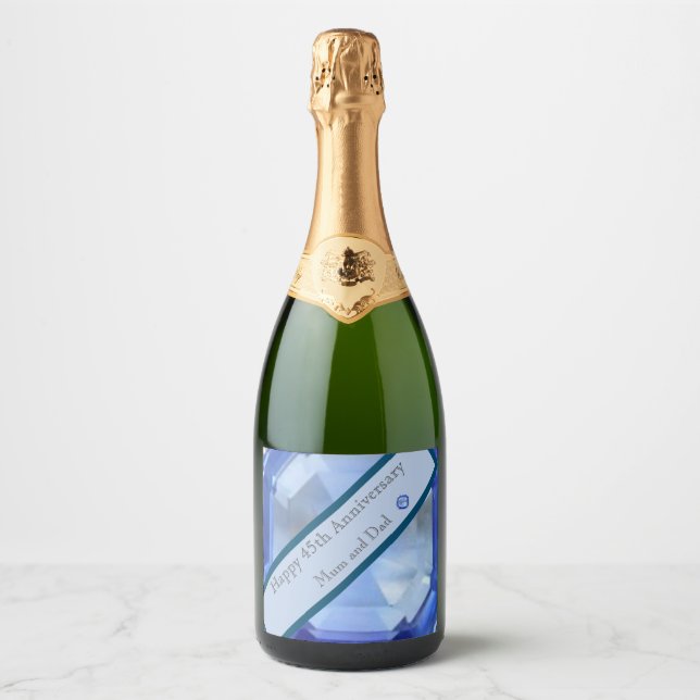 Étiquettes Pour Bouteilles De Vin Mousseux 45e anniversaire du Mariage (Devant)