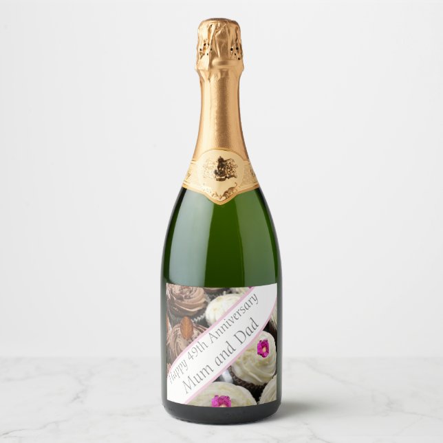 Étiquettes Pour Bouteilles De Vin Mousseux 49e anniversaire du Mariage (Devant)