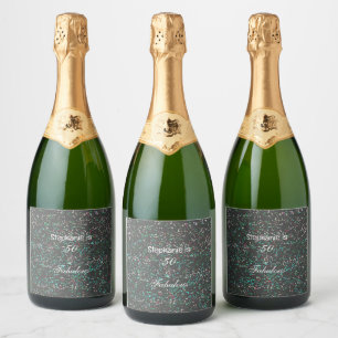 Étiquettes Pour Bouteilles De Vin Mousseux 50 Et Fabuleux Anniversaire Black Green Cool Parti
