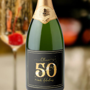 Étiquettes Pour Bouteilles De Vin Mousseux 50 et fabuleux Elegant Gold Black