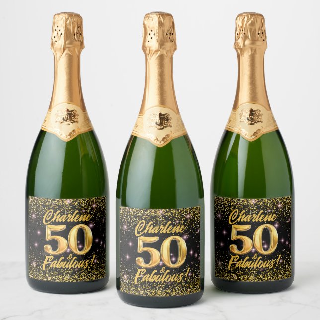 Étiquettes Pour Bouteilles De Vin Mousseux 50 Fabuleux Gold Parties scintillant Rose Stars 50 (Bouteilles)