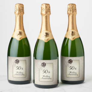 Étiquettes Pour Bouteilles De Vin Mousseux 50e anniversaire du Mariage