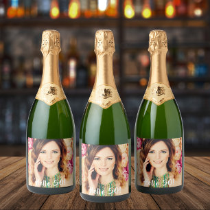 Étiquettes Pour Bouteilles De Vin Mousseux 50e anniversaire photo bonjour 50 femmes