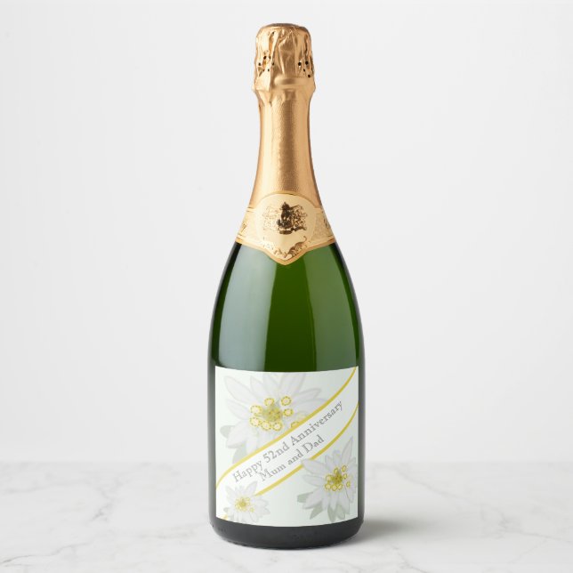 Étiquettes Pour Bouteilles De Vin Mousseux 51e anniversaire du Mariage (Devant)