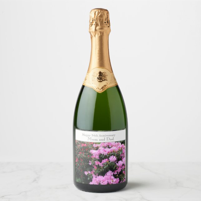 Étiquettes Pour Bouteilles De Vin Mousseux 54e anniversaire du Mariage (Devant)